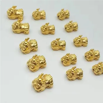 Grynas 24K Geltonojo Aukso PiXiu Kūdikių Pakabukas 3D Amatų Pasisekė Granulių 3 Dydis Rengiama Rytų Kultūra