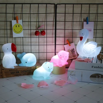 Gyvūnų Naktį Žibintai Animacinių filmų baterijomis, LED Naktį Lempa Romantiška Namų Stalo Miegamojo Dekoratyviniais Kūdikio Gimtadienio Dovanos Vaikams