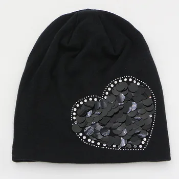 GZhilovingL Moterų Žiemos Skrybėlės Juoda Slouchy Megzti Beanies Ponios Meilės Modelio Kepurę Moterų Medvilnės Ilgai Baggy Skullies Beanie Skrybėlių