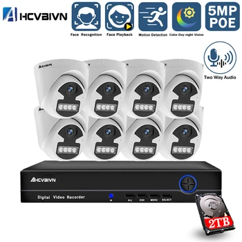 H. 265 8ch NVR Rinkinyje POE Vaizdo Stebėjimo Kameros CCTV Saugumo kamerų Sistema, skirta Namų 5MP HD Spalvos Naktinio Matymo Ip VAIZDO stebėjimo Sistema