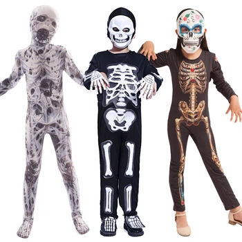 Halloween Kostiumai Vaikams Siaubo Zombiais Berniukas Skeletas Mergina Dress up Fantazijos Iliustracijas Jumpsuit Vaikai Onesie Monstras Kostiumas