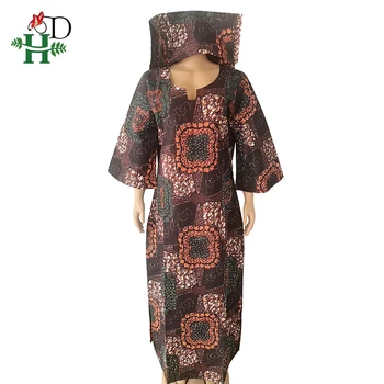 H&D Ankara Vaškas Moterų Suknelės, heidi bazin Riche Dashiki Ilga Suknelė Ponios Afrikos Spausdinti Gėlių Suknelė, Šalikas Kostiumas 2020 boubou moteris S3002