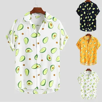 Havajų Marškinėliai Mens Juokinga Avokado Spausdinti Pasukite Žemyn Apykaklės Trumpas Rankovės Atsitiktinis Marškinėliai Vyrams Mygtuką Streetwear Paplūdimys Marškinėliai Palaidinė