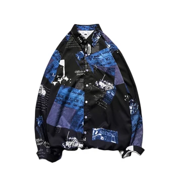 Havajų Spausdinti Korėja Stiliaus ilgomis Rankovėmis Atsitiktinis Marškinėliai Vyrams 2020 m. Vasaros Drabužių HIP-HOP, PUNK Streetwear