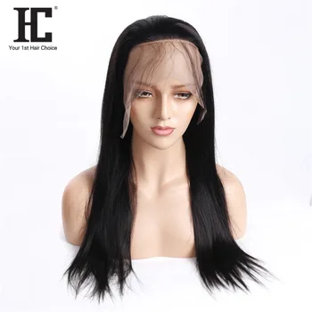 HC 360 Nėriniai Priekiniai Žmogaus Plaukų Perukai Su iš Anksto Nupeštos Kūdikio Plaukų Natūralus Juodas Brazilijos Tiesiai Remy Plaukų Nėrinių Perukai 150% Moterų