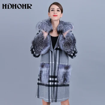 HDHOHR 2020 Elegantiškas Karšto Pardavimo Kašmyro Paltai Moterims Gamtos Nekilnojamojo Fox Fur Coat Aukštos Kokybės natūralios Odos Striukė Moterims Paltas