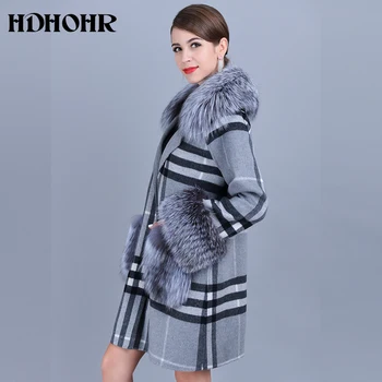 HDHOHR 2020 Elegantiškas Karšto Pardavimo Kašmyro Paltai Moterims Gamtos Nekilnojamojo Fox Fur Coat Aukštos Kokybės natūralios Odos Striukė Moterims Paltas