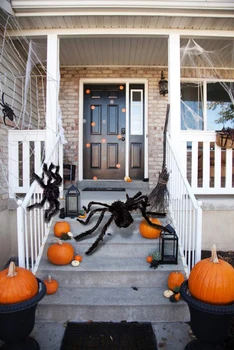 Helovinas Dekoracijas Milžinišką Tampri, siaubo black Spider Web su juodais Didelis Voras Teroro Šalies Baras Haunted House Rekvizitai