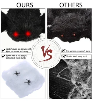 Helovinas Dekoracijas Milžinišką Tampri, siaubo black Spider Web su juodais Didelis Voras Teroro Šalies Baras Haunted House Rekvizitai
