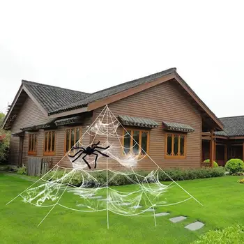 Helovinas Dekoracijas Milžinišką Tampri, Siaubo Black Spider Web su 90cm Didelis Juodas Voras Teroro Šalies Baras Haunted House Rekvizitai