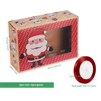 Hemoton 12PCS Kalėdų Slapukas Dėžės Nešiojamų Saldainius Keksiukų Kepimo Blynai Dėžės Šalies Naudai Turėtojų Roll Kaspinu