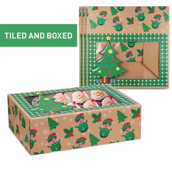 Hemoton 12PCS Kalėdų Slapukas Dėžės Nešiojamų Saldainius Keksiukų Kepimo Blynai Dėžės Šalies Naudai Turėtojų Roll Kaspinu