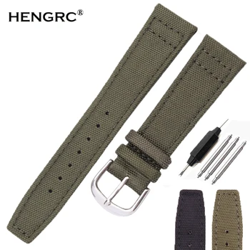 HENGRC Prekės Nato Dirželis Drobės Nailono Watchbands 20mm 21mm 22mm Juoda Žalia Aukštos Qualiyt Žiūrėti Band Apyrankę Su Pin Sagtis