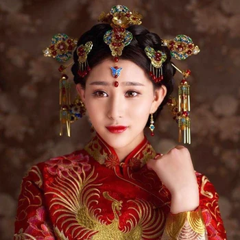 HIMSTORY 11pcs Retro Kinijos Vestuvių plaukų segtukai, Plaukų Šukos Priedai Elegancija Senovinių Kinų Princesė Plaukų Stick Priedai