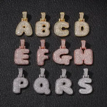 Hip-hop cirkonis anglų 26 raidės, vario mikro apdaila pakabukas Raidės gali būti pagal užsakymą susiuvimo raidžių karoliai