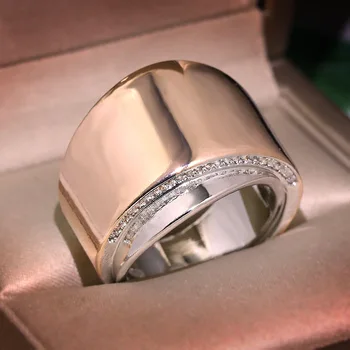 Hiperbolė Moterų žiedas 925 Sterlingas sidabro Nutiesti AAAAA cz Šalis Vestuvių Juostoje Žiedai, moterų, vyrų, Pareiškimas, žiedas, Papuošalų