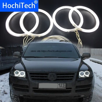HochiTech ccfl angel eyes komplektas balta 6000k ccfl halo žiedai priekinis žibintas Volkswagen VW Touareg 2003 2004 2005 2006