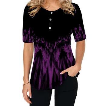 Hotsale Mados 3D Marškinėlius Moterims Vasaros 2020 Print T Shirts Pusė Rankovės Mados O-Kaklo Mygtuką Viršūnės S-5XL Moterų Moteriški Marškinėliai