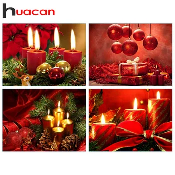 Huacan 5d Diamond Tapybos Kalėdų Nauja siunta Mozaikos Dekoracijos Kryželiu Siuvinėjimo Žvakė Namų Dekoro Deimantų Meno