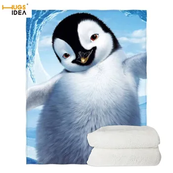 HUGSIDEA Nuolat Šilta Antklodė Kawaii Pingvinas Spausdinti Minkšta Sofa/Sofos Antklodė Pavasarį Oro Sąlygos, Antklodė, Įvairių Spalvų Antklodė 2020 m.