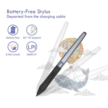 HUION H950P Baterija-Nemokamai Grafikos Piešimo Tablet Tilt Paramos Digital Pen Tablet su 8192 Slėgio Lygiai su OTG Adapterio Dovana