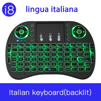 I8 Mini Belaidė italijos Klaviatūros 2.4 G Spalvų Apšvietimu Oro Pelės Touchpad Italiano Klaviatūra, Skirta 