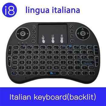 I8 Mini Belaidė italijos Klaviatūros 2.4 G Spalvų Apšvietimu Oro Pelės Touchpad Italiano Klaviatūra, Skirta 