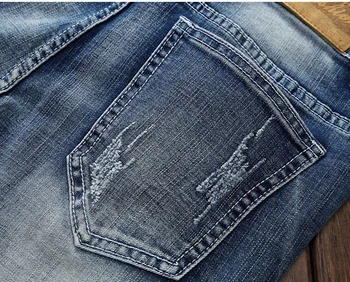 Idopy Hi-gatvės Mados Mens Ripped Jeans Brand Dizaineris Vyrų Straight Fit Ruožas Džinsinio audinio Kelnės Kankina Jean Poilsiu Vyrams