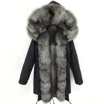 Ilgai Parko Vyrų Nekilnojamojo Fox Fur Coat 2020 Naujas Žiemos Nekilnojamojo Triušio Kailio Įdėklas Natūralių Kailių Apykaklės Gobtuvu Stora Šilta Vyriška Striukė