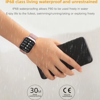 IMosi P80 smart watch moterų IP68 vandeniui visiškai jutiklinis ekranas smartwatch Širdies ritmo Monitorius samsuang xiaomi 