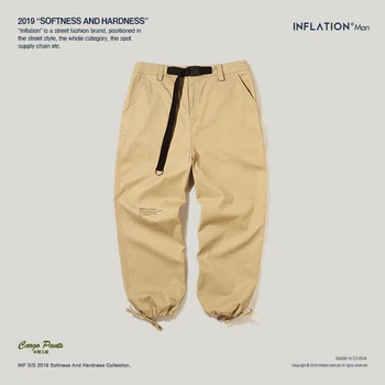 INFLIACIJA Naujas Mados Streetwear Kelnės Vyrams 2020 M. Rudens Žiemos Pantalon Hombre Elastingos Juosmens Juostelės Diržas, Kelnės Vyrams 93308W