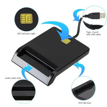 Intelektinių Kortelių Skaitytuvas Portable USB 2.0 Smart Card Reader DNIE ATM CAC IC ID Banko Kortelės SIM Kortelės Cloner 