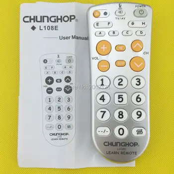 IR Combinational Universalus mokymasis, Nuotolinio Valdymo valdiklis Chunghop L108E TV/SAT/DVD/CBL/DVB-T/AUX didelis mygtukas