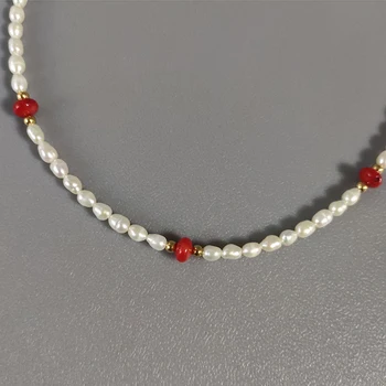 Išskirtinį mažų natūralių perlų vėrinį ponios prašmatnus meno dizaino papuošalų reguliuojamas trumpi karoliai 
