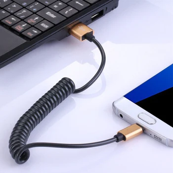 Ištraukiama Spiralė Įkroviklis Duomenų Kabelis Kovos su Vėjo Helix Kabeliai USB C Tipo Mikro i telefono 30-120cm Aksesuarai Mobilieji Telefonai