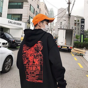 Japonijos Streetwear Vyrų Harajuku Hoodies Palaidinukė Mados Spausdinti Animaciją Palaidinės Korėjos Laisvas Megztinis Hip-Hop Vyrų Hoodie