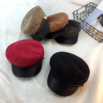 Japonijos žiemos universalus skrybėlę Lady korėjos beretė atsitiktinis anglų lauko antis kalba aštuoniakampis skrybėlę