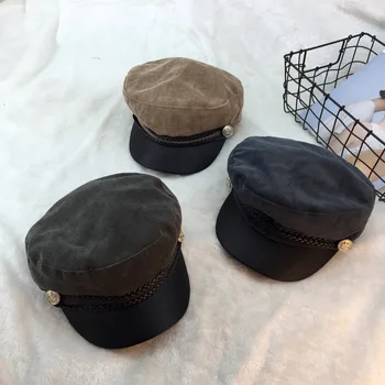 Japonijos žiemos universalus skrybėlę Lady korėjos beretė atsitiktinis anglų lauko antis kalba aštuoniakampis skrybėlę