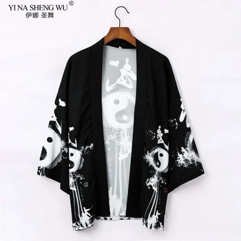 Japonų kimono megztinis vyrams, moterims haori yukata vyrų samurajus kostiumo kimono kimono švarkas, marškinėliai kailis yukata haori Kinijos skraiste