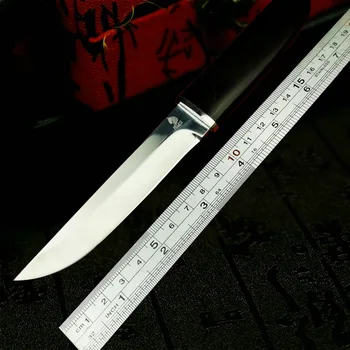 Japonų samurajus sutirštės klasikinis ebony taktinis tiesus peilis aukštos kokybės D2 aštrių plieno medžioklės peilis lauko priemonė peilis