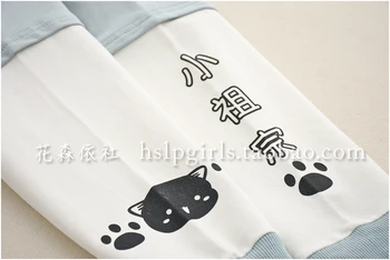 Japonų Stiliaus Kolegijos 2020 M. Pavasarį Naujas Modelis Cute Kačių Spausdinimo Kontrastingos Spalvos Gobtuvu Ilgai-SleevedSweaterWomen'sClothing