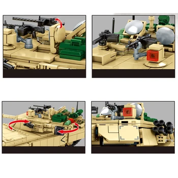 JAV Armijos M1A2 Abrams Pagrindinis Tankas Šiuolaikinių karinių Išlikimo Karo Modelį, Statyba Blokai, Plytos, žaislai, dovanos berniukams