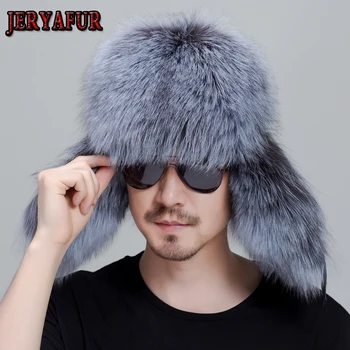 JERYAFUR rusijos oda, odos bombonešis skrybėlę vyrų žiemos skrybėlę ausines earmuffs vyriškos kepurės gamtos meškėnas kailių black fox skrybėlę