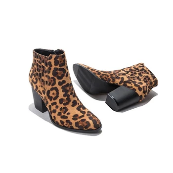 JIANBUDAN Naujų Seksualių Moterų Leopard Batai Pulko Odos Pažymėjo Tne Aukšto kulno batai Pusėje užtrauktukas Rudenį moterų batai 36-43