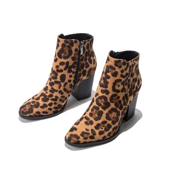 JIANBUDAN Naujų Seksualių Moterų Leopard Batai Pulko Odos Pažymėjo Tne Aukšto kulno batai Pusėje užtrauktukas Rudenį moterų batai 36-43