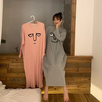 JIAYAN Moterų Sleepwear Naujas ilgomis rankovėmis Rudens Žiemos Seksualus Nightgowns Prarasti Plius Dydis Namuose Paslaugų Aukštos Kokybės Naktį Suknelė