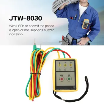 JTW JTW-8030 Nešiojamų 3 Fazių Seka Metrų Multimetras Buvimas Sukimosi Testeris Fazės Indikatorius Detektorius Metrų LED garsinis signalas