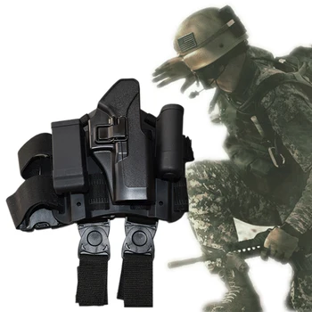 Juoda / Žalia / Tan Karinės Įrangos Taktinis Glock Gun Dėklas Airsoft Medžioklės Kojos Dėklas Tinka Glock 17 19 22 23 31 32