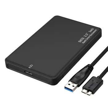 Juodos spalvos 2.5 Colių HDD Dėžutė USB 3.0 SATA Kietąjį Diską, Išorinį Gaubtą Didelės Spartos HDD Atveju, palaiko Iki 2TB Be Varžtų PC