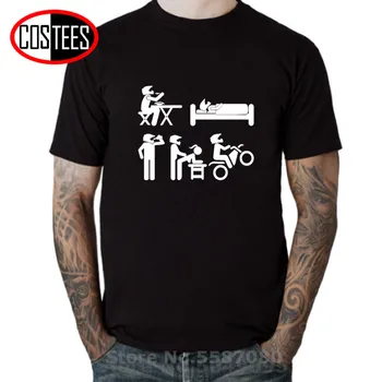 Juokinga Dirt Bike Rider T-shirt Humoro Anekdotą, Valgyti, Miegoti, Gerti, mylėtis Motociklo Gyvenimo marškinėliai Motobikers Niekada imtis šalmai off Tee